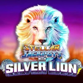 Stellar Jackpots with Silver Lion online game logo by Lightning Box Game on rain-bet.info